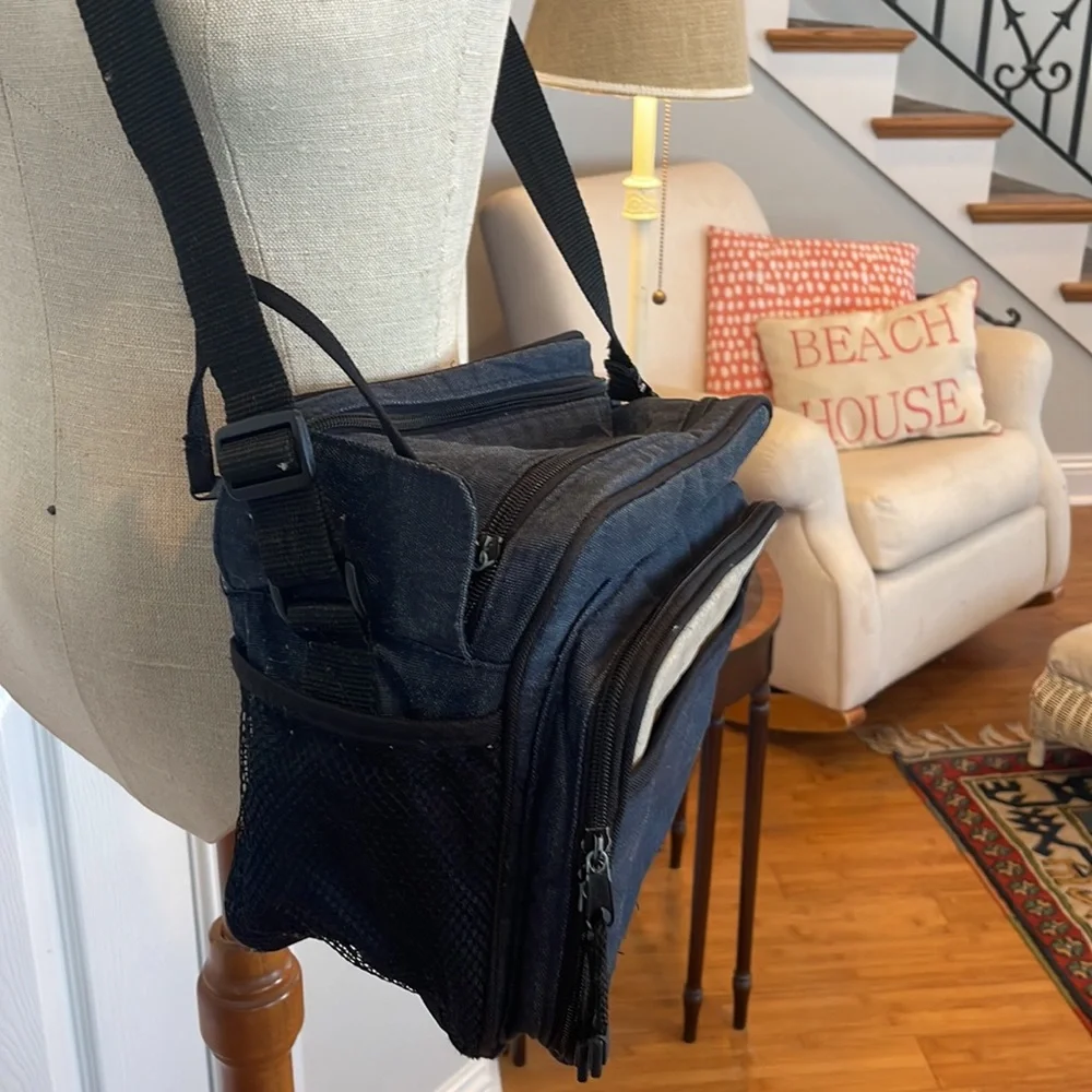 Eddie Bauer black canvas mesh travel lunch diaper camera bag